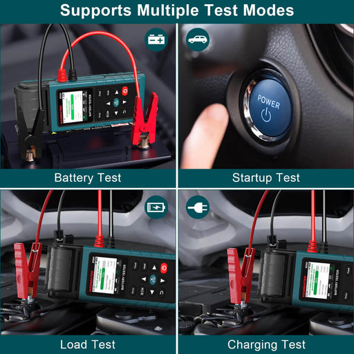 HANMATEK® car battery tester with printer displaying multiple test modes for accurate automotive diagnostics