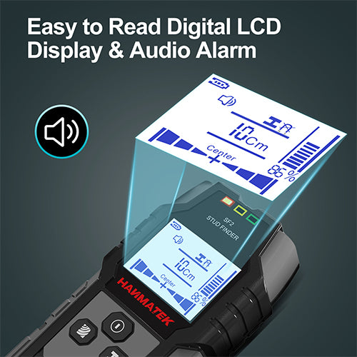HANMATEK 4-in-1 stud finder wall scanner with easy to read digital LCD display and audio alarm