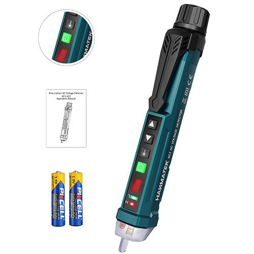 HANMATEK® AC voltage tester pen with LED indicator and user manual, perfect for safe voltage detection