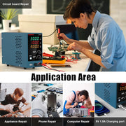 HANMATEK® DC power supply for electronics with adjustable voltage for circuit board repair and appliance maintenance