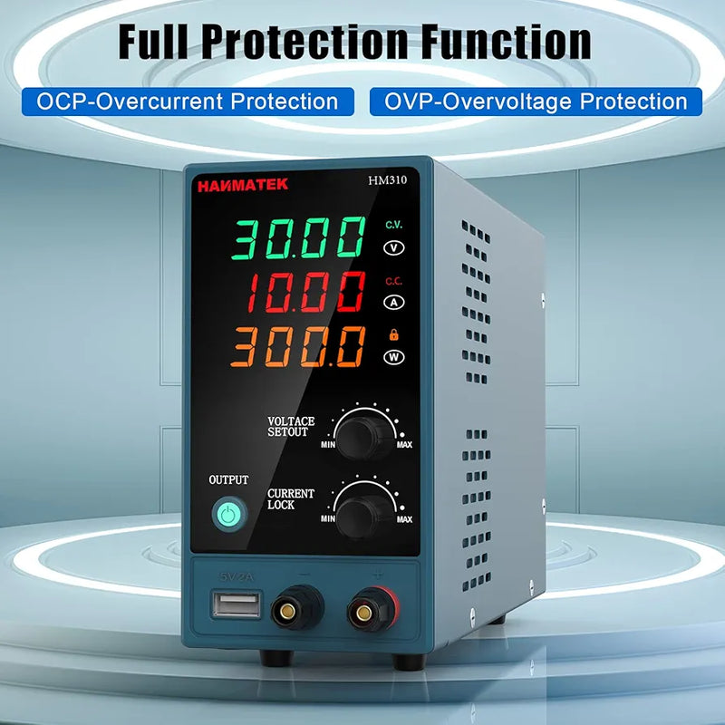 HANMATEK® DC power supply for electronics with full protection function and dual display for precise output