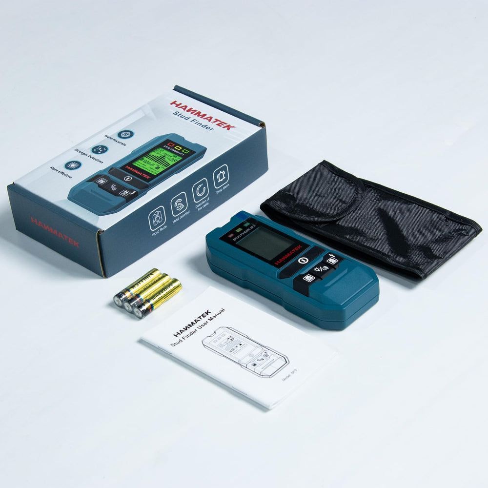 HANMATEK® 6-in-1 wall scanner stud finder with user manual and batteries, ideal for home projects